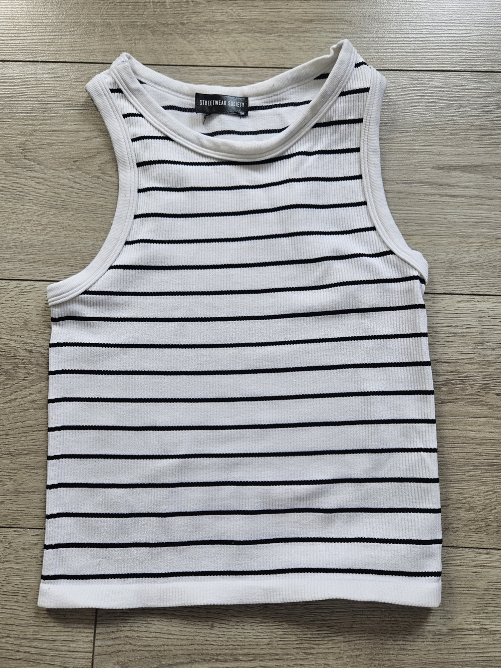 Streetwear Society Striped Ribbed Tank Top White Black High Neck  S/M🔥